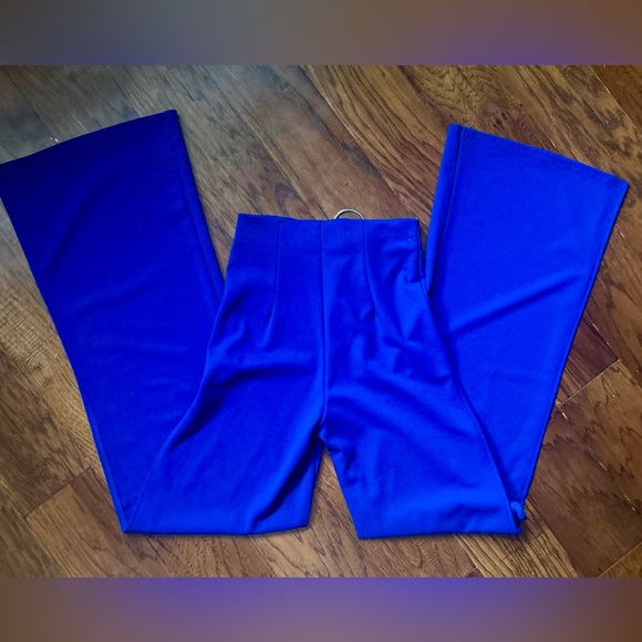 Blue Blush Royal Wide Leg Pants with Slits - Picture 3 of 9